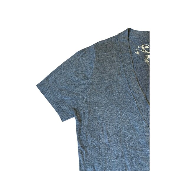 Cop Copine Women's Gray V-Neck Knit Cardigan Sweater Zip Pockets Rayon+Cashmere - Picture 7 of 10